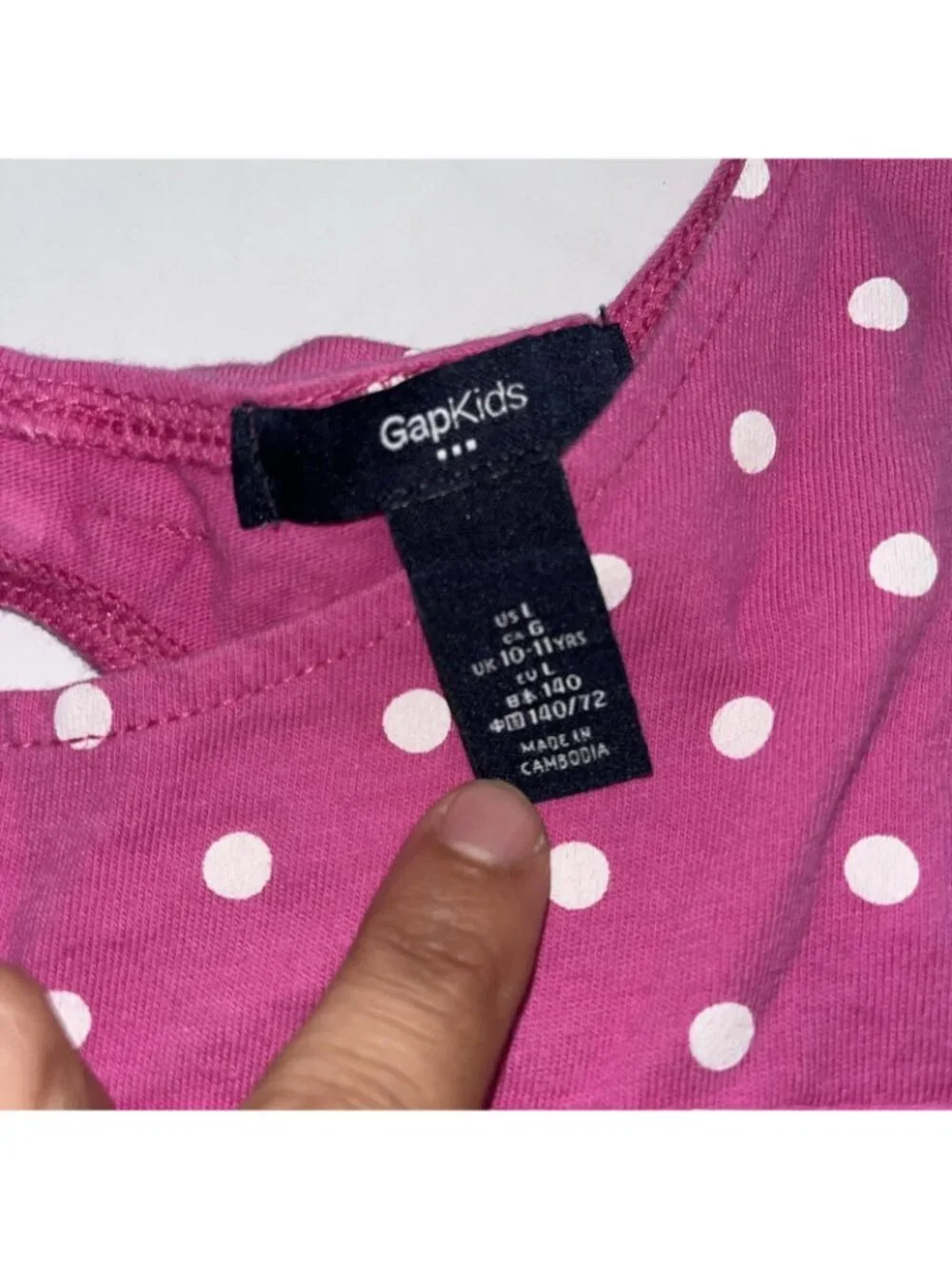 Gap Kids Pink Polka Dot Tank Top Dress Size Large Bow
